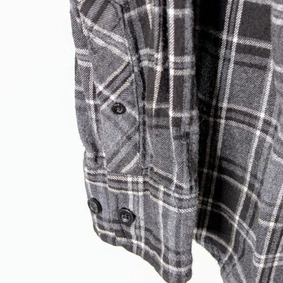 No Boundaries Hooded 100% Cotton Gray Black Plaid Long Sleeve Shacket 42-44 L - Picture 6 of 9